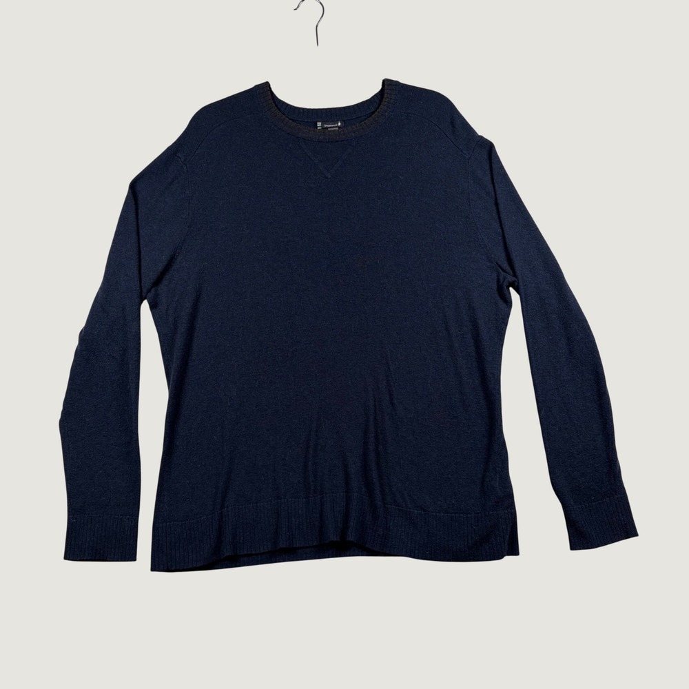 Smartwool Crewneck Sweater Mens Merino Wool Knit L Navy Blue Hiking Outdoor